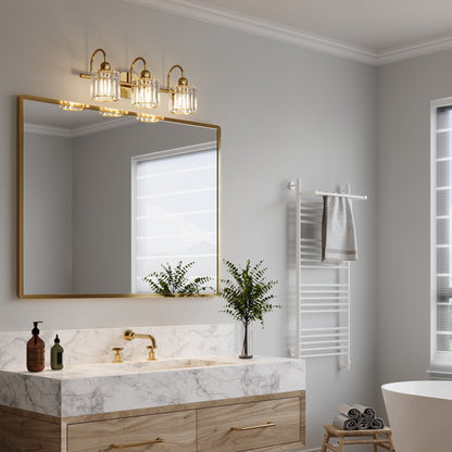 Appliques murales ExBrite modernes en or rose, à 1/2/3/4/5 lumières, avec intensité variable, en cristal, pour salle de bain