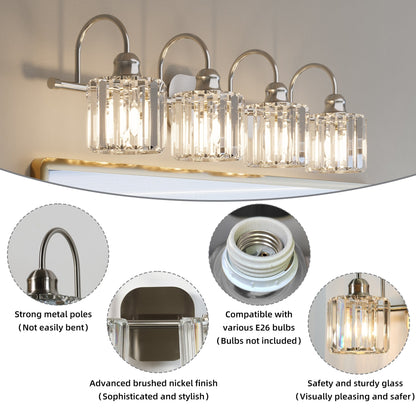 Appliques murales ExBrite modernes en or rose, à 1/2/3/4/5 lumières, avec intensité variable, en cristal, pour salle de bain