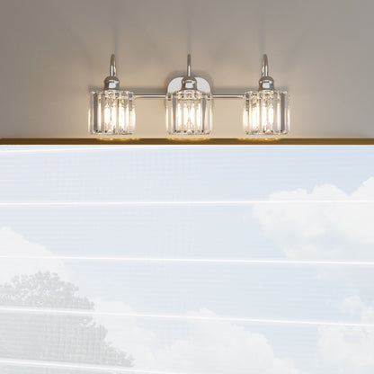 Appliques murales ExBrite modernes en or rose, à 1/2/3/4/5 lumières, avec intensité variable, en cristal, pour salle de bain