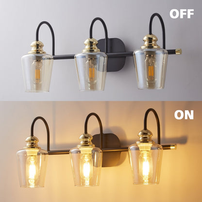 Appliques murales ExBrite modernes en or rose, à 1/2/3/4/5 lumières, avec intensité variable, en cristal, pour salle de bain