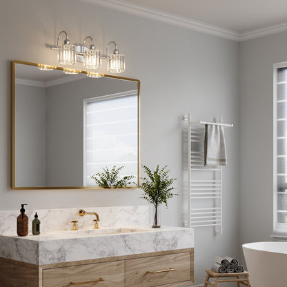 Appliques murales ExBrite modernes en or rose, à 1/2/3/4/5 lumières, avec intensité variable, en cristal, pour salle de bain