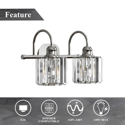 Appliques murales ExBrite modernes en or rose, à 1/2/3/4/5 lumières, avec intensité variable, en cristal, pour salle de bain