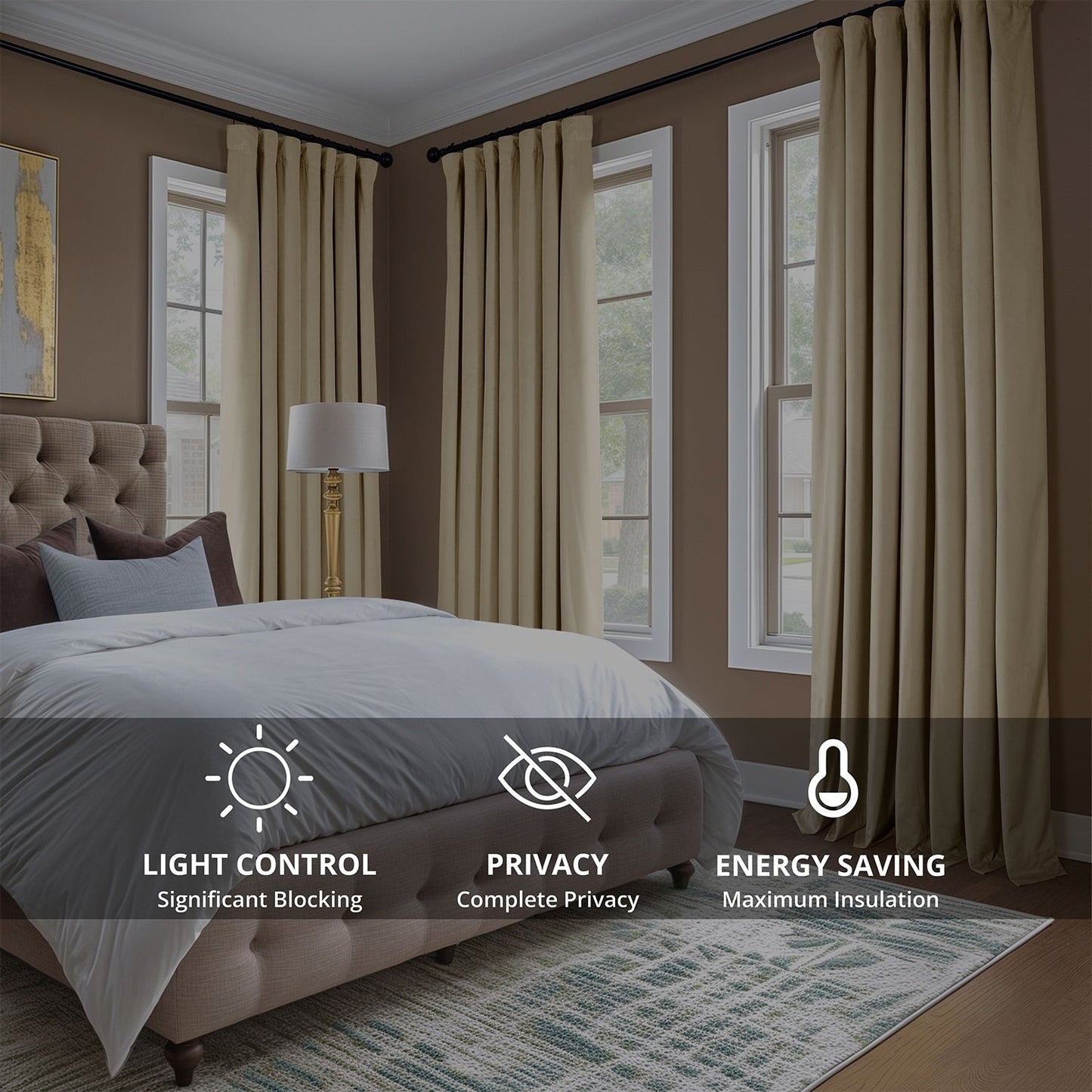 Rideaux occultants en velours peluche Heritage d'Exclusive Fabrics (1 panneau) - Rideaux en velours de luxe pour chambre et salon.