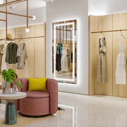 Miroir de salle de bain mural extra large avec éclairage LED, antibuée, 3 couleurs