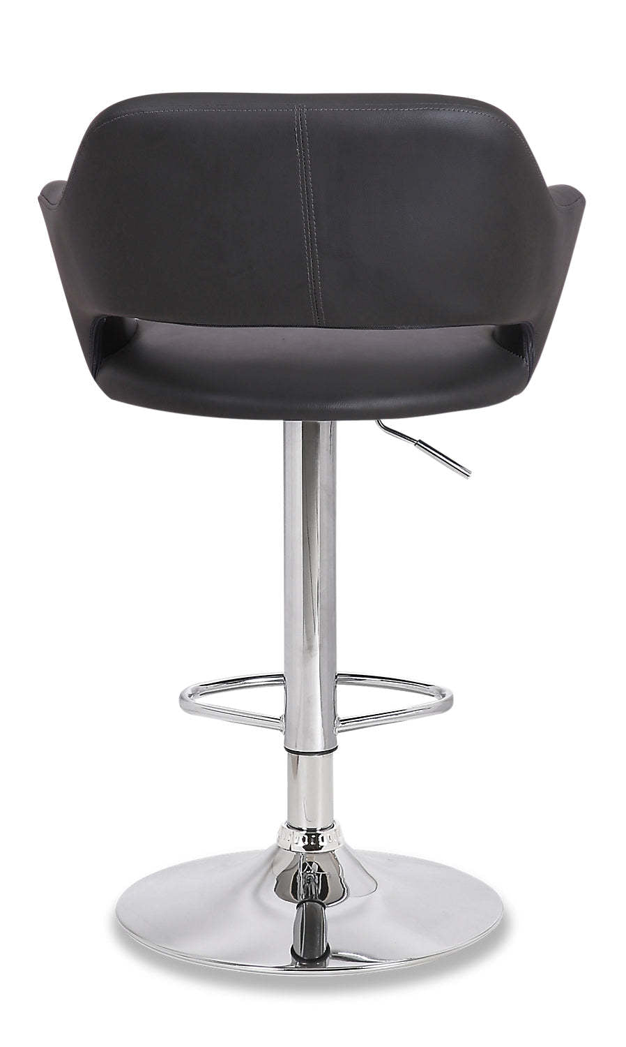 Tabouret de bar Finn avec siège pivotant et réglable, tissu en cuir végétalien, métal - Gris | Tabouret de bar Finn en tissu de cuir végétalien et en métal avec siège pivotant et réglable - gris