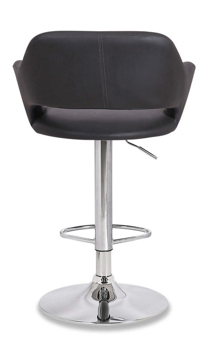 Tabouret de bar Finn avec siège pivotant et réglable, tissu en cuir végétalien, métal - Gris | Tabouret de bar Finn en tissu de cuir végétalien et en métal avec siège pivotant et réglable - gris
