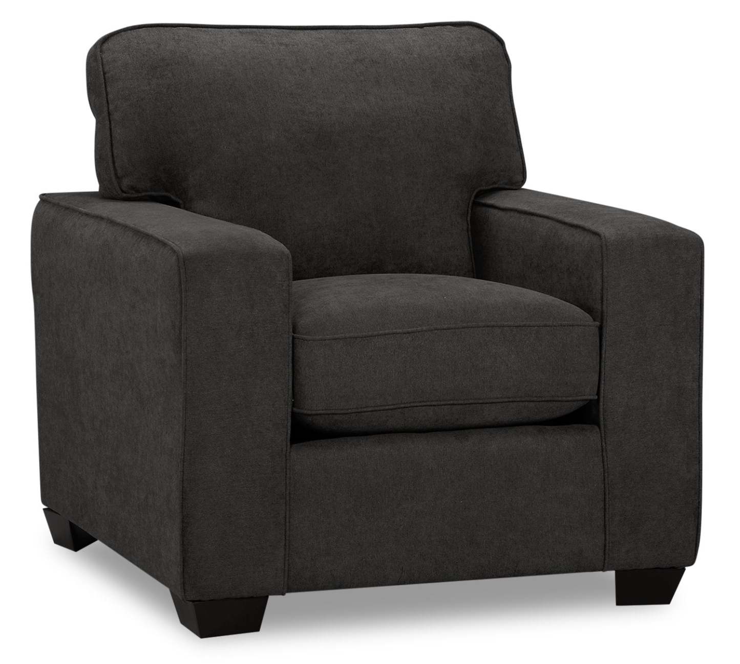 Fauteuil Fiona de 36,5 po fabriqué au Canada en tissu de chenille avec accoudoirs rectilignes - gris