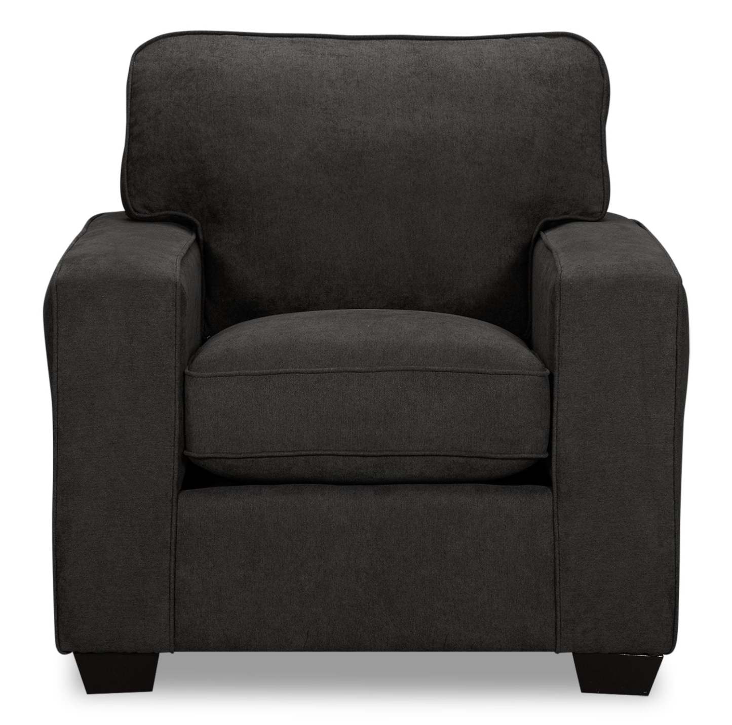 Fauteuil Fiona de 36,5 po fabriqué au Canada en tissu de chenille avec accoudoirs rectilignes - gris