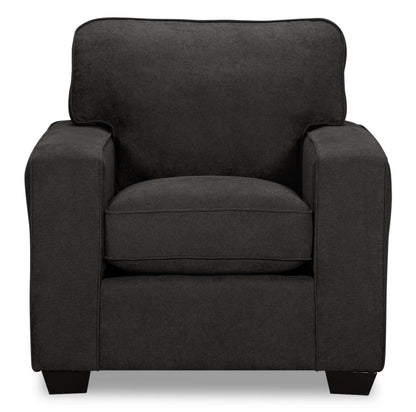 Fauteuil Fiona de 36,5 po fabriqué au Canada en tissu de chenille avec accoudoirs rectilignes - gris