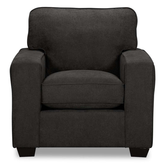 Fauteuil Fiona de 36,5 po fabriqué au Canada en tissu de chenille avec accoudoirs rectilignes - gris