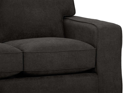 Made in Canada Fiona 58 Chenille Fabric Loveseat with Track Arms - Grey | Causeuse Fiona de 58 po fabriquée au Canada en tissu de chenille avec accoudoirs rectilignes - grise