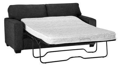 Fabriqué au Canada, canapé-lit double Fiona de 74 po en tissu de chenille avec accoudoirs rectilignes - gris