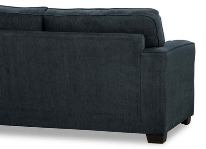 Sofa-lit double Fiona de 74 po fabriqué au Canada en tissu de chenille avec accoudoirs rectilignes - bleu marine