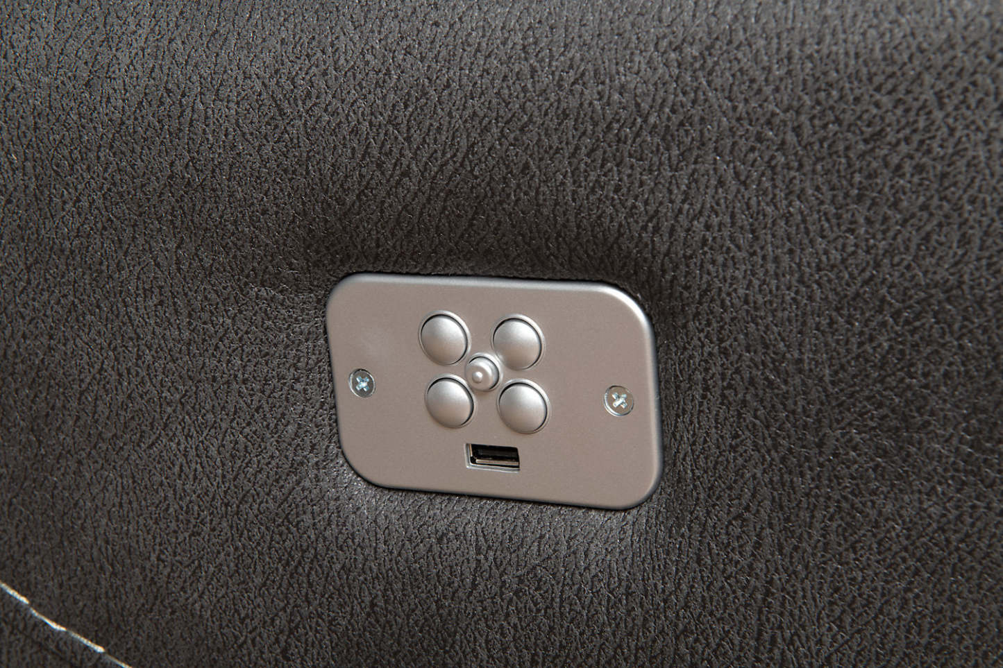 Sofa sectionnel à inclinaison électrique Floy 6 pièces en suédine avec appuie-têtes électriques, console de rangement et port USB - gris