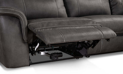 Sofa sectionnel à inclinaison électrique Floy 6 pièces en suédine avec appuie-têtes électriques, console de rangement et port USB - gris