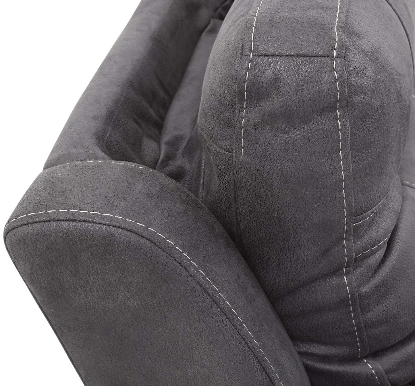 Sofa sectionnel à inclinaison électrique Floy 6 pièces en suédine avec appuie-têtes électriques, console de rangement et port USB - gris