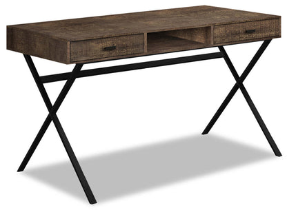Bureau Flynn 47.25 d'aspect bois récupéré avec 2 tiroirs - Marron|Bureau Flynn de 47,25 po d'apparence bois recyclé à 2 tiroirs - brun