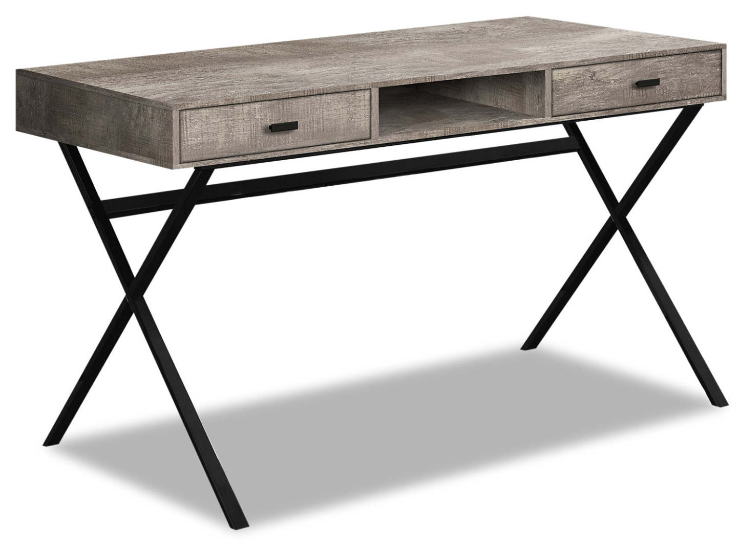 Flynn 47.25 Bureau d'aspect bois récupéré avec 2 tiroirs - Taupe|Bureau Flynn de 47,25 po d'apparence bois recyclé à 2 tiroirs - taupe