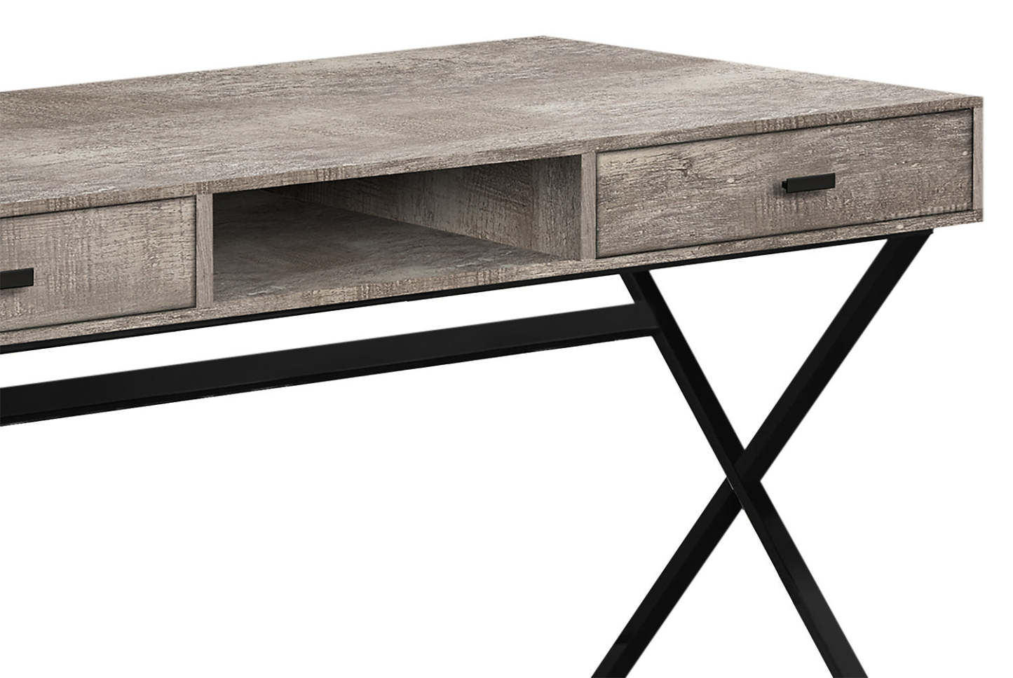 Flynn 47.25 Bureau d'aspect bois récupéré avec 2 tiroirs - Taupe|Bureau Flynn de 47,25 po d'apparence bois recyclé à 2 tiroirs - taupe