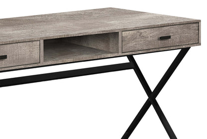 Flynn 47.25 Bureau d'aspect bois récupéré avec 2 tiroirs - Taupe|Bureau Flynn de 47,25 po d'apparence bois recyclé à 2 tiroirs - taupe
