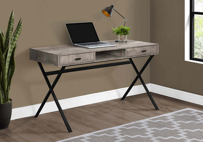 Flynn 47.25 Bureau d'aspect bois récupéré avec 2 tiroirs - Taupe|Bureau Flynn de 47,25 po d'apparence bois recyclé à 2 tiroirs - taupe