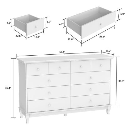 Commode double de 55,1 cm de large avec tiroirs de rangement