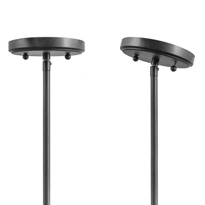 Suspension à trois lumières de style industriel/ferme, en métal, finition bronze huilé, pour îlot de cuisine.