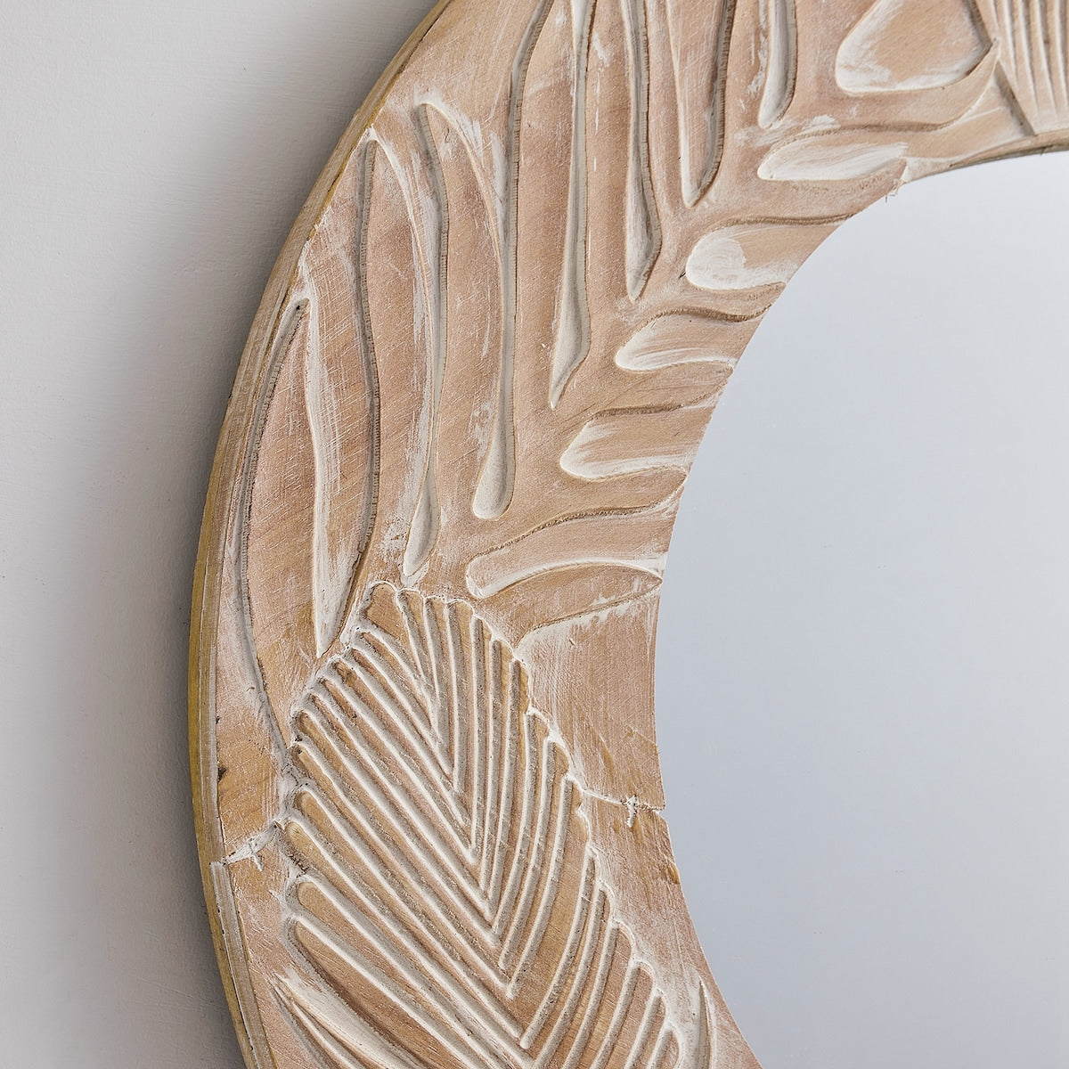 Miroir mural rond en bois sculpté style ferme - 28 x 28