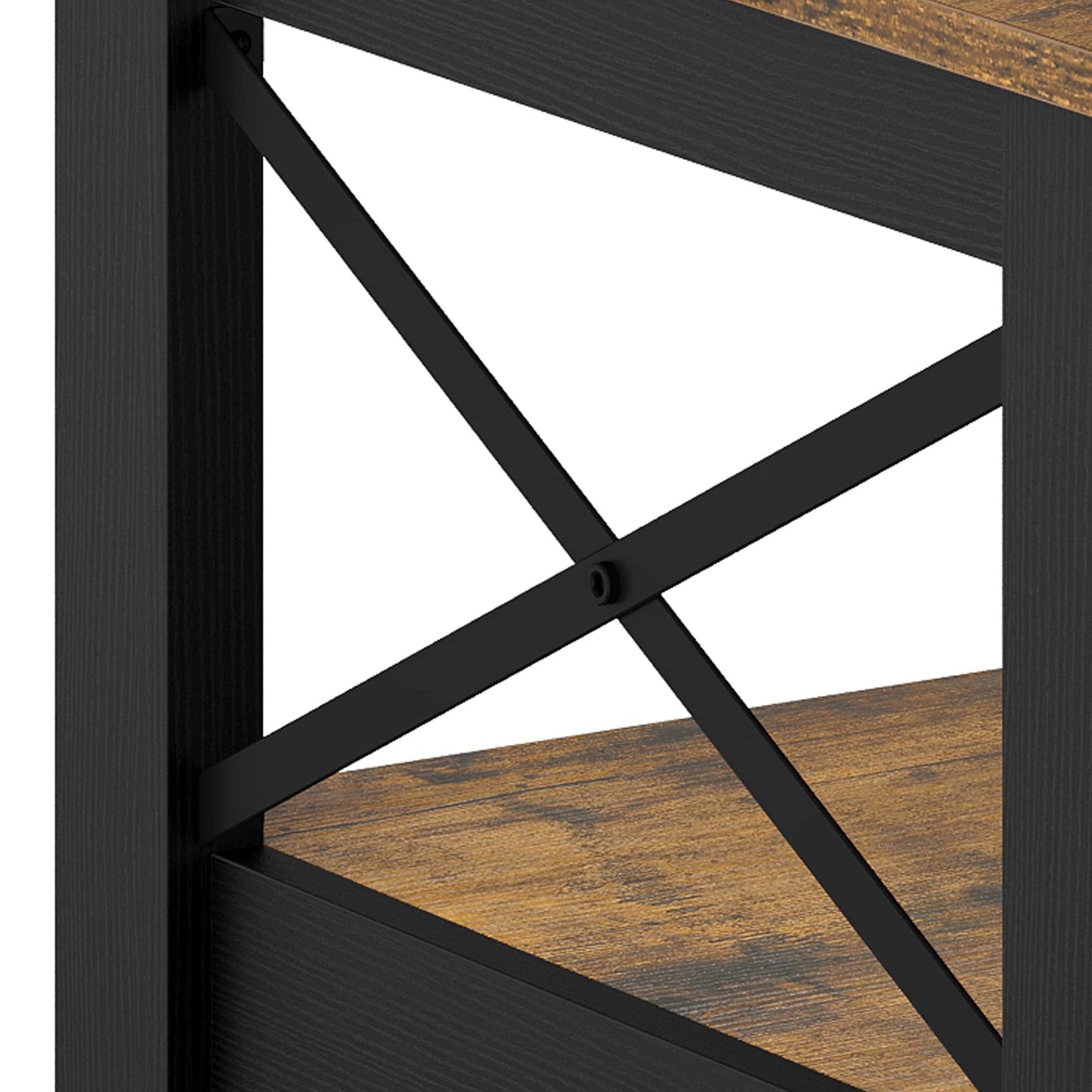 Table basse de style campagnard avec rangement, table centrale à 2 niveaux pour salon