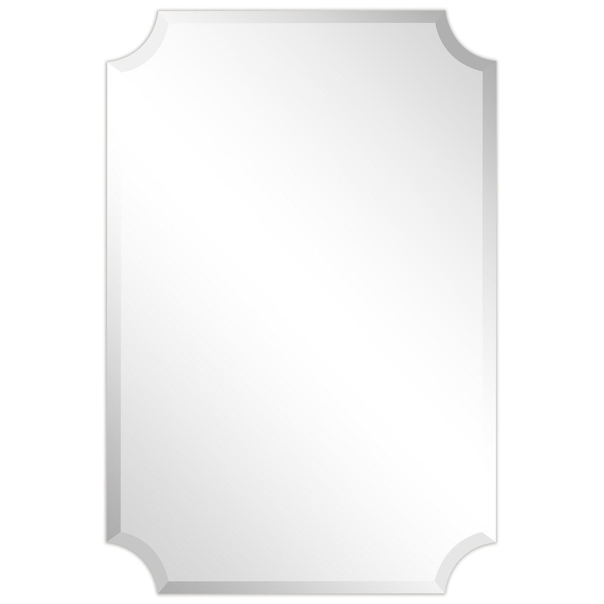 Miroir mural rectangulaire sans cadre à bord biseauté festonné, pour salle de bain, coiffeuse ou chambre, transparent.