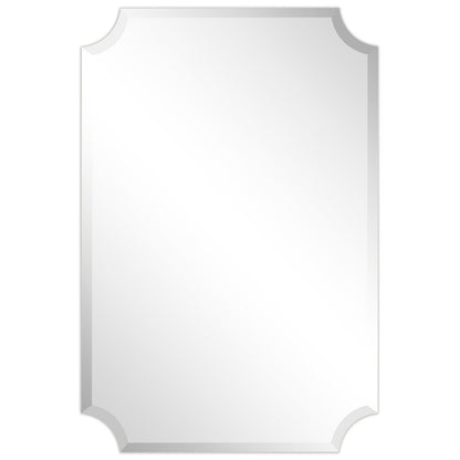 Miroir mural rectangulaire sans cadre à bord biseauté festonné, pour salle de bain, coiffeuse ou chambre, transparent.