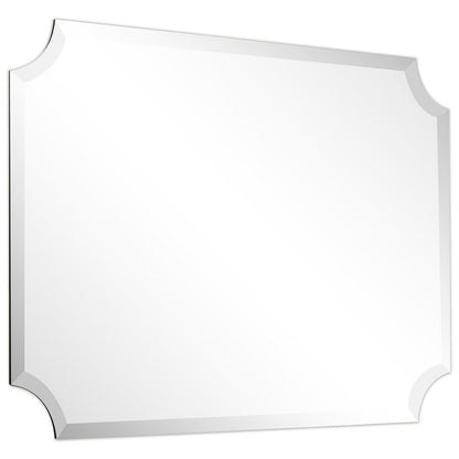Miroir mural rectangulaire sans cadre à bord biseauté festonné, pour salle de bain, coiffeuse ou chambre, transparent.