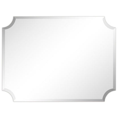 Miroir mural rectangulaire sans cadre à bord biseauté festonné, pour salle de bain, coiffeuse ou chambre, transparent.