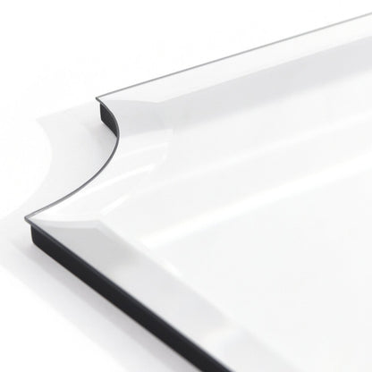 Miroir mural rectangulaire sans cadre à bord biseauté festonné, pour salle de bain, coiffeuse ou chambre, transparent.