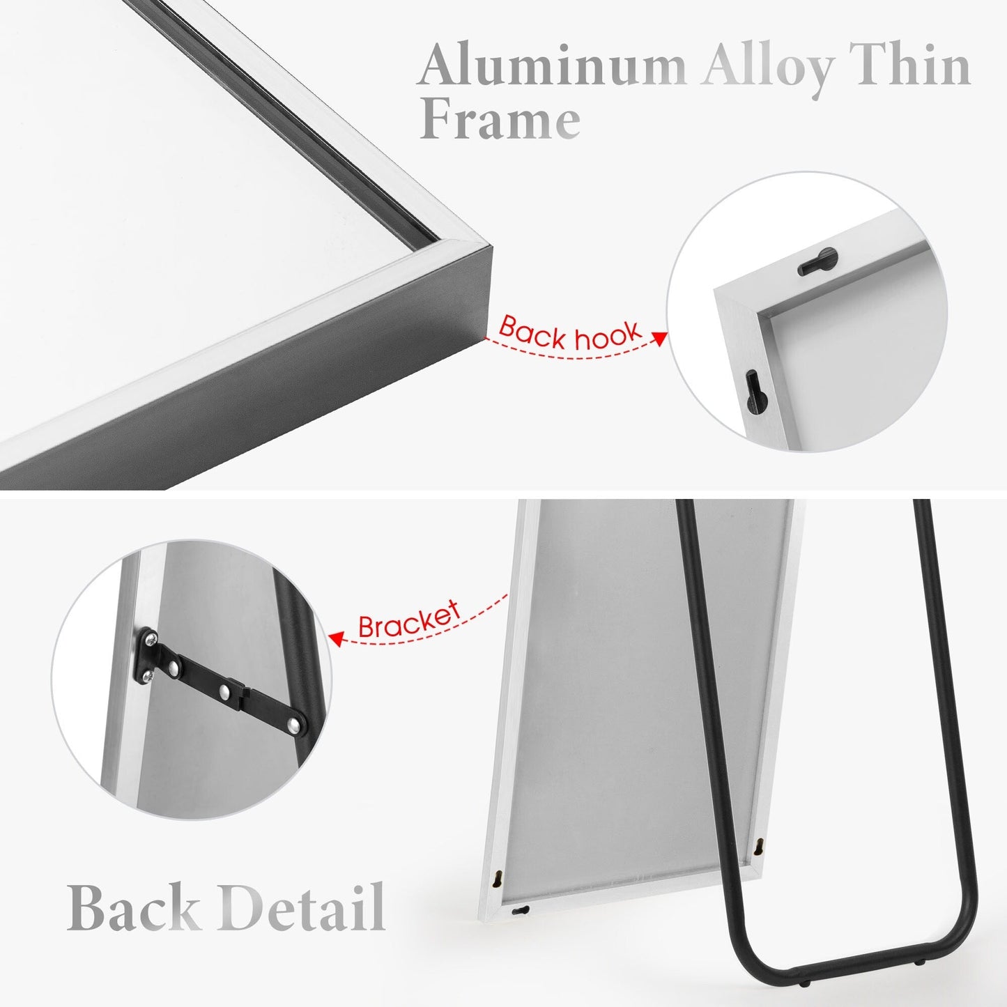 Miroir pleine longueur, grand miroir mural, miroir en pied