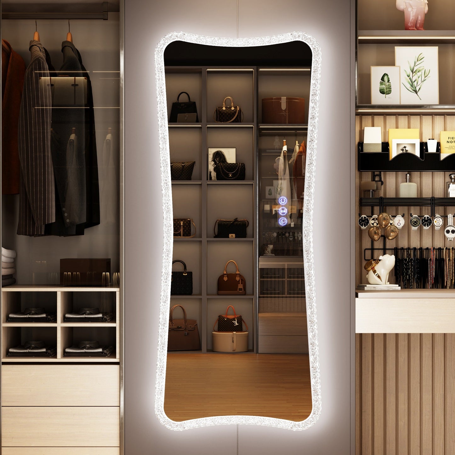 Miroir pleine longueur avec éclairage RGB - Blanc