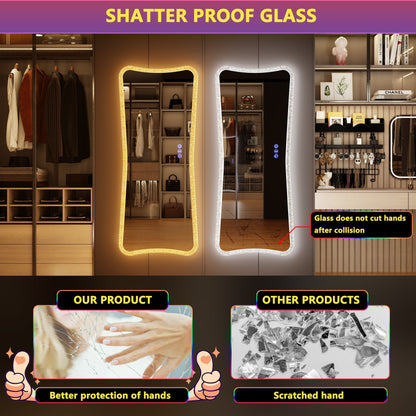 Miroir pleine longueur avec éclairage RGB - Blanc