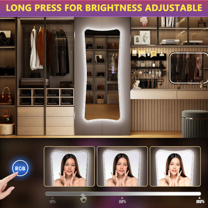 Miroir pleine longueur avec éclairage RGB - Blanc