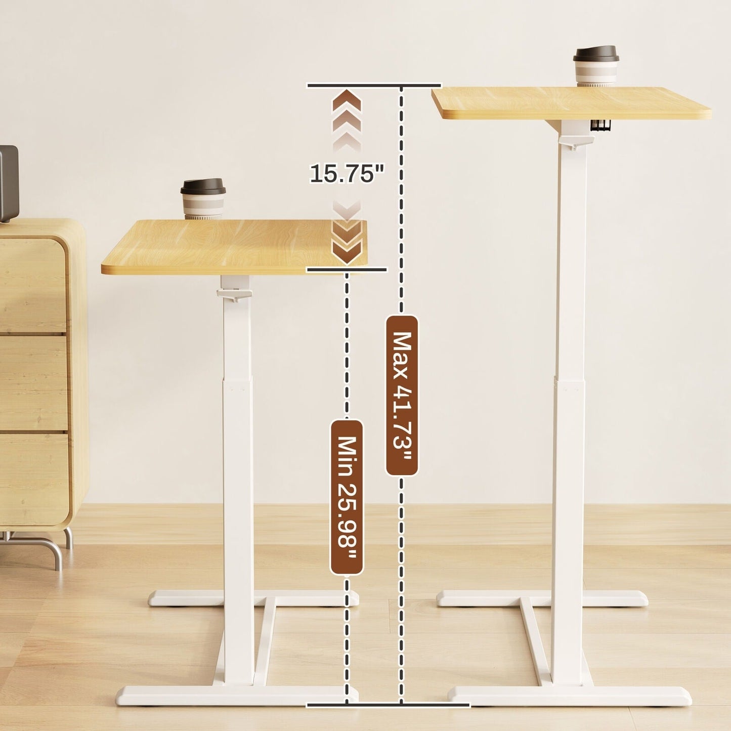 Table d'ordinateur portable mobile FunniHomi 28/32, réglable en hauteur, avec roulettes, blanc/noir, pour lit et canapé