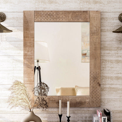 Miroir mural rustique Carina en bois massif naturel de Furniture of America