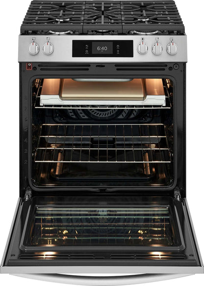 Cuisinière à gaz Frigidaire Gallery de 6 pi³ avec pizza cuite sur pierre - acier inoxydable Smudge-ProofMD - GCFG3070BF