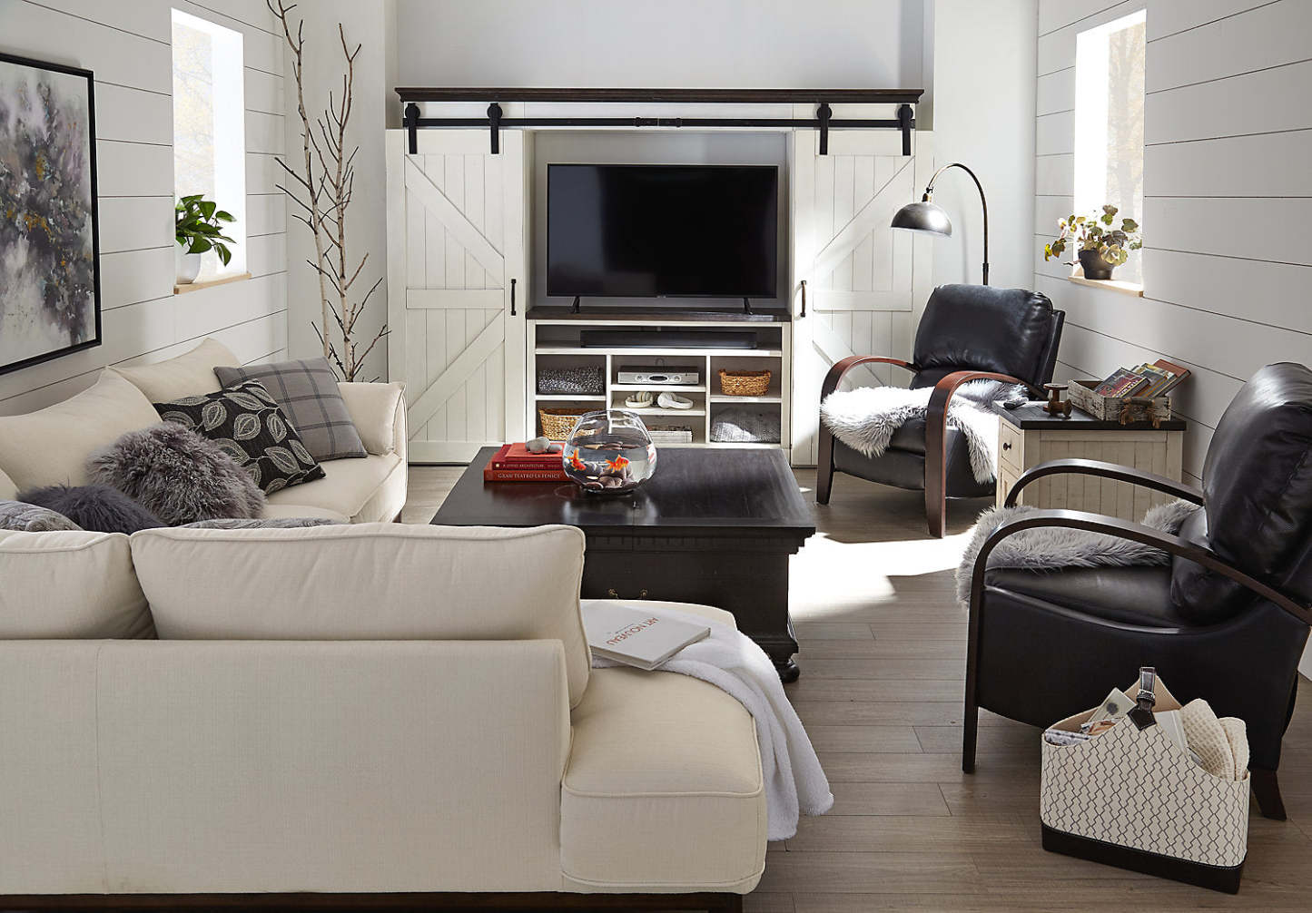 Cindy Crawford Home Gena 2-Piece Left-Facing Linen-Look Fabric Sectional with Wood Legs - Cotton White | Canapé sectionnel gauche Gena de Cindy Crawford Home 2 pièces en tissu d’apparence lin avec pieds en bois - blanc coton