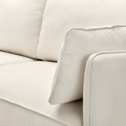 Cindy Crawford Home Gena 2-Piece Left-Facing Linen-Look Fabric Sectional with Wood Legs - Cotton White | Canapé sectionnel gauche Gena de Cindy Crawford Home 2 pièces en tissu d’apparence lin avec pieds en bois - blanc coton