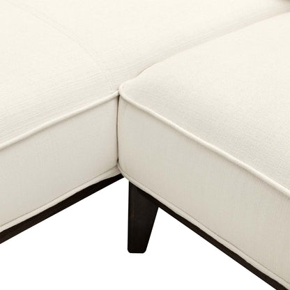 Cindy Crawford Home Gena 2-Piece Left-Facing Linen-Look Fabric Sectional with Wood Legs - Cotton White | Canapé sectionnel gauche Gena de Cindy Crawford Home 2 pièces en tissu d’apparence lin avec pieds en bois - blanc coton