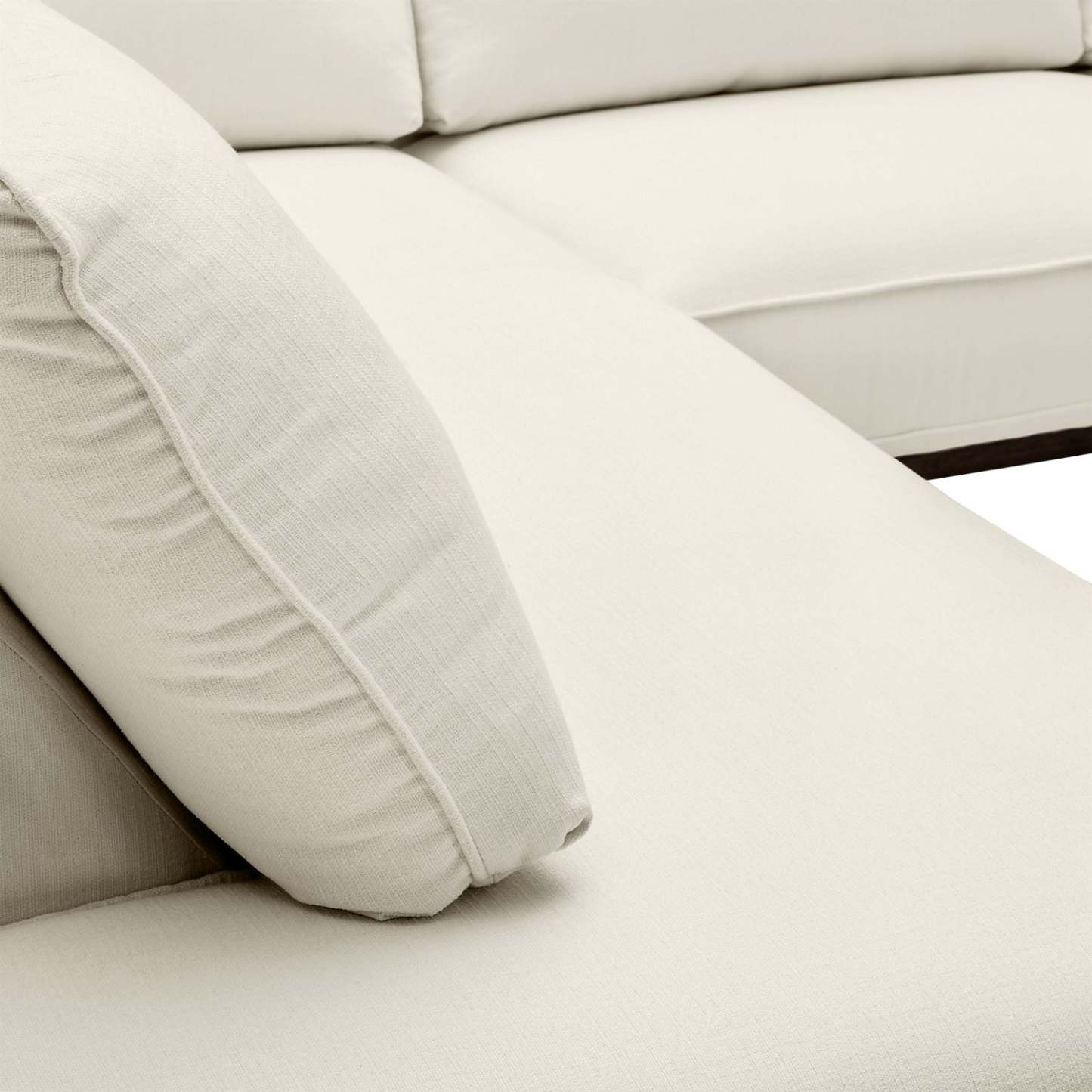 Cindy Crawford Home Gena 2-Piece Left-Facing Linen-Look Fabric Sectional with Wood Legs - Cotton White | Canapé sectionnel gauche Gena de Cindy Crawford Home 2 pièces en tissu d’apparence lin avec pieds en bois - blanc coton