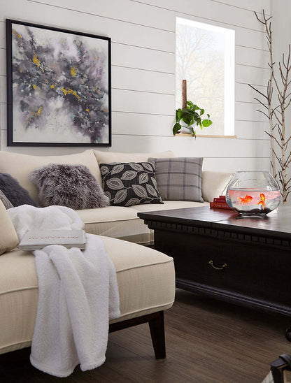 Cindy Crawford Home Gena 2-Piece Left-Facing Linen-Look Fabric Sectional with Wood Legs - Cotton White | Canapé sectionnel gauche Gena de Cindy Crawford Home 2 pièces en tissu d’apparence lin avec pieds en bois - blanc coton