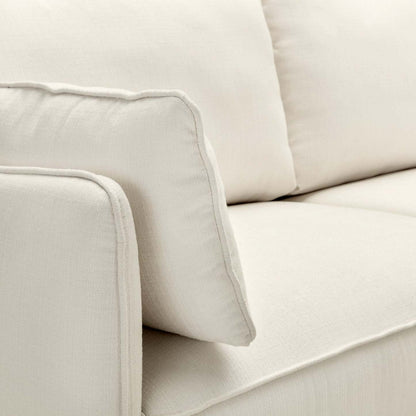 Cindy Crawford Home Gena 2-Piece Right-Facing Linen-Look Fabric Sectional with Wood Legs - Cotton White | Canapé sectionnel droit Gena de Cindy Crawford Home 2 pièces en tissu d’apparence lin avec pieds en bois - blanc coton