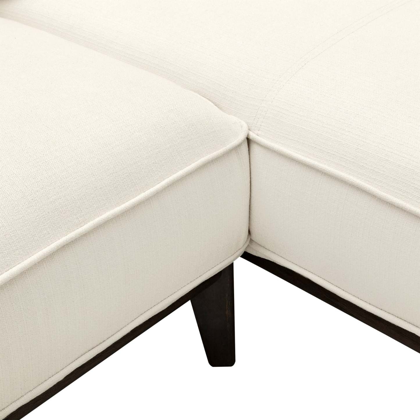 Cindy Crawford Home Gena 2-Piece Right-Facing Linen-Look Fabric Sectional with Wood Legs - Cotton White | Canapé sectionnel droit Gena de Cindy Crawford Home 2 pièces en tissu d’apparence lin avec pieds en bois - blanc coton