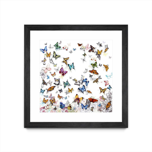 Papillon Matted and Framed Black 30x30 Wall Art|Œuvre d’art murale encadrée noire et mate « Papillon » 30 x 30