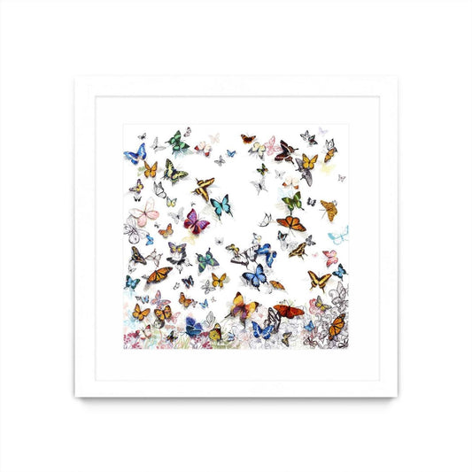 Papillon Matted and Framed White 36x36 Wall Art|Œuvre d'art murale encadrée blanche et mate « Papillon » 36 x 36